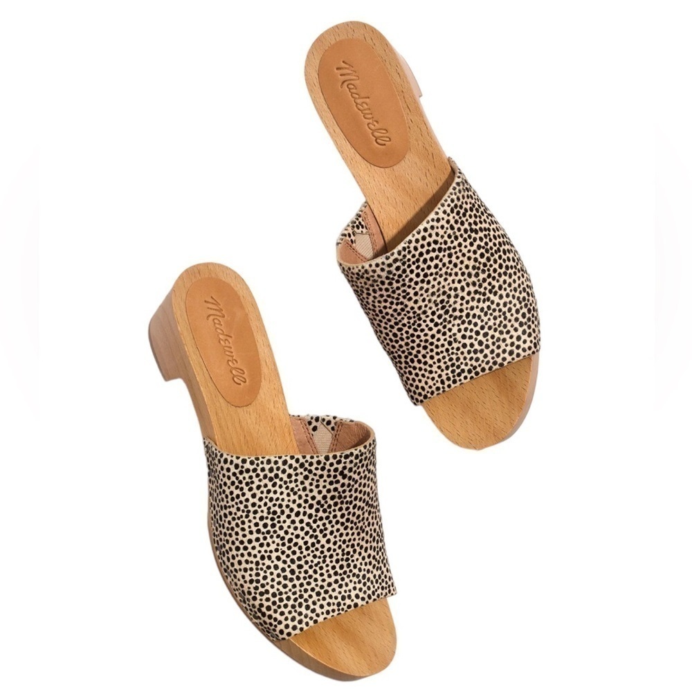Madewell The Evelyn Slide Clog In Spotted Calf Hair